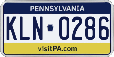PA license plate KLN0286