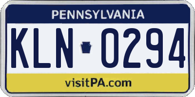 PA license plate KLN0294