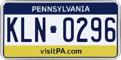 PA license plate KLN0296