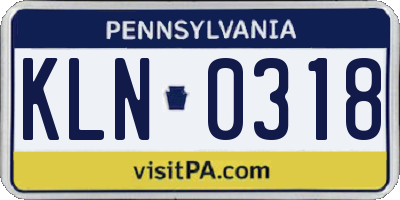 PA license plate KLN0318