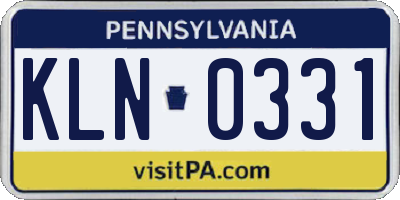 PA license plate KLN0331