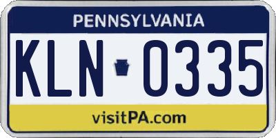 PA license plate KLN0335