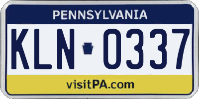 PA license plate KLN0337