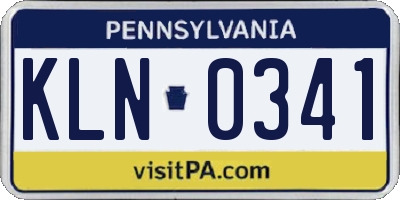 PA license plate KLN0341