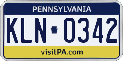 PA license plate KLN0342