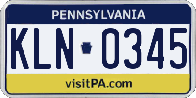 PA license plate KLN0345
