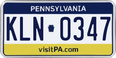 PA license plate KLN0347