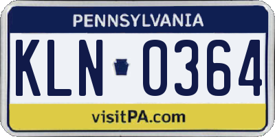 PA license plate KLN0364