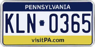 PA license plate KLN0365