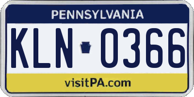 PA license plate KLN0366