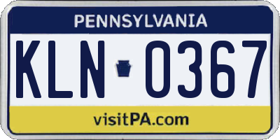 PA license plate KLN0367