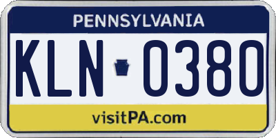 PA license plate KLN0380
