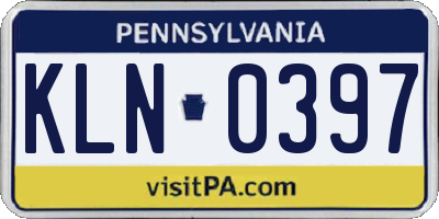 PA license plate KLN0397