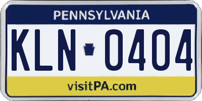 PA license plate KLN0404