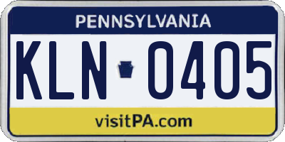 PA license plate KLN0405