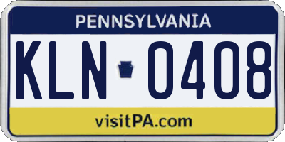 PA license plate KLN0408