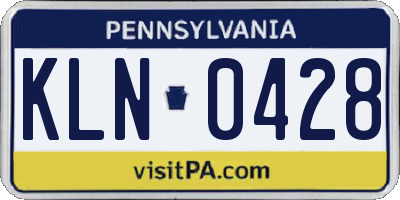 PA license plate KLN0428