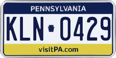 PA license plate KLN0429
