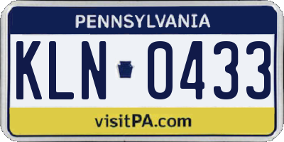 PA license plate KLN0433