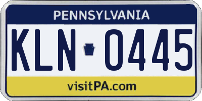 PA license plate KLN0445
