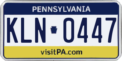 PA license plate KLN0447