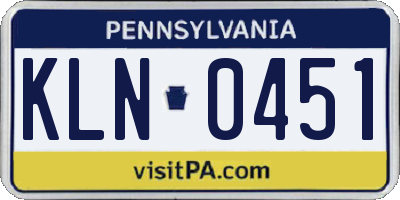 PA license plate KLN0451