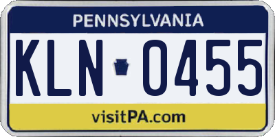 PA license plate KLN0455