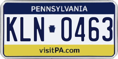 PA license plate KLN0463