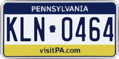 PA license plate KLN0464