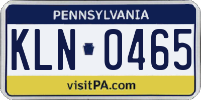PA license plate KLN0465