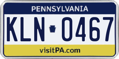 PA license plate KLN0467