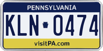 PA license plate KLN0474