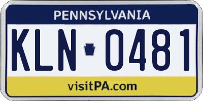 PA license plate KLN0481