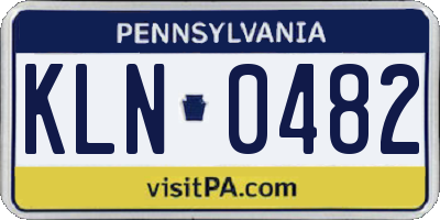 PA license plate KLN0482