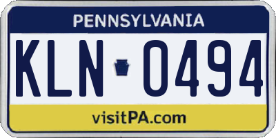 PA license plate KLN0494