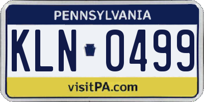 PA license plate KLN0499