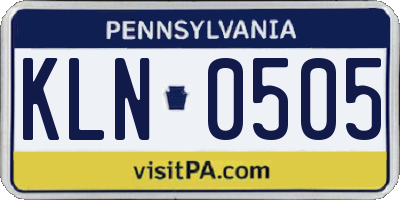 PA license plate KLN0505