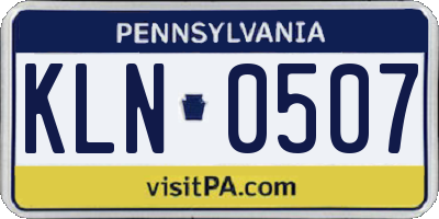 PA license plate KLN0507
