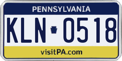 PA license plate KLN0518
