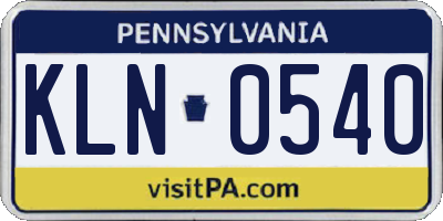 PA license plate KLN0540