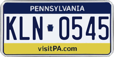 PA license plate KLN0545