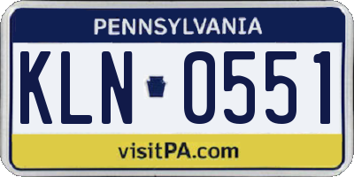 PA license plate KLN0551