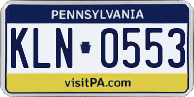 PA license plate KLN0553