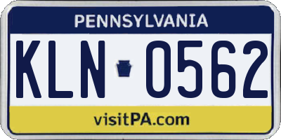PA license plate KLN0562