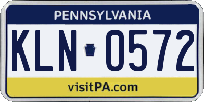 PA license plate KLN0572