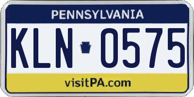 PA license plate KLN0575