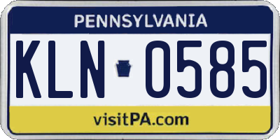 PA license plate KLN0585