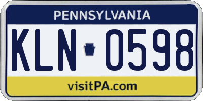 PA license plate KLN0598