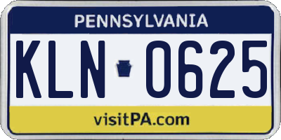 PA license plate KLN0625
