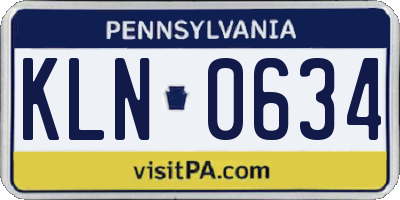 PA license plate KLN0634